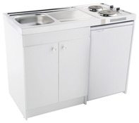 Cuisinette blanche avec deux feux électriques l. 120 cm P. 60 cm H. 93 cm - Brico Dépôt