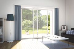 Baie coulissante en aluminium blanc H. 215 cm x L. 210 cm x Ep. 50 mm - Brico Dépôt