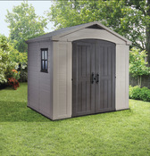 Abri de jardin imitation aspect bois beige "Factor" 4,5 m² - L. 2,56 x P. 1,82 x H. 2,43 m - Keter - Brico Dépôt