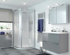 Accès d'angle circulaire "Beloya" l.90 cm en verre transparent - GoodHome - Brico Dépôt