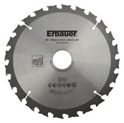 Lame de scie circulaire pour bois - Ø 190 mm x 30/25/20/16 grossière 24D TCT - Erbauer - Brico Dépôt
