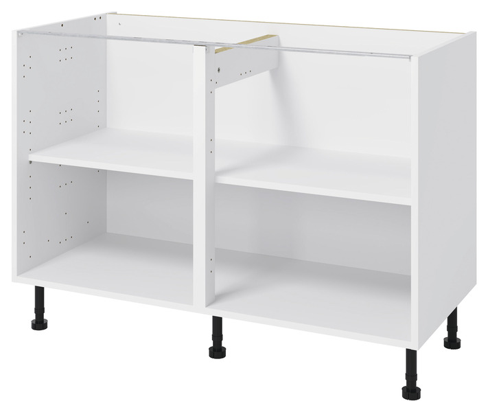 Meuble d'angle bas "Coline" imitation chêne clair l.120 x h.72 x p.57 cm 1 porte + rangement Space droit - Brico Dépôt