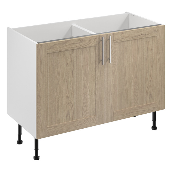 Meuble bas "Coline" imitation chêne clair l.120 x h.72 x p.57 cm 2 portes - Brico Dépôt