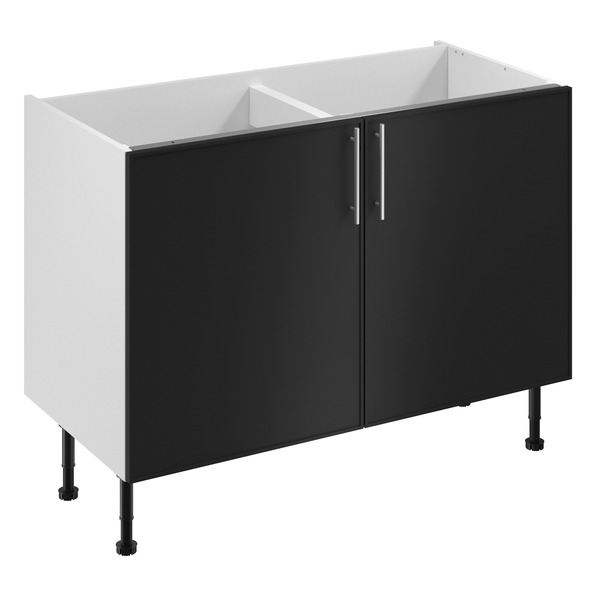 Meuble bas "Heline"noir mat l.120 x h.72 x p.57 cm 2 portes - Brico Dépôt