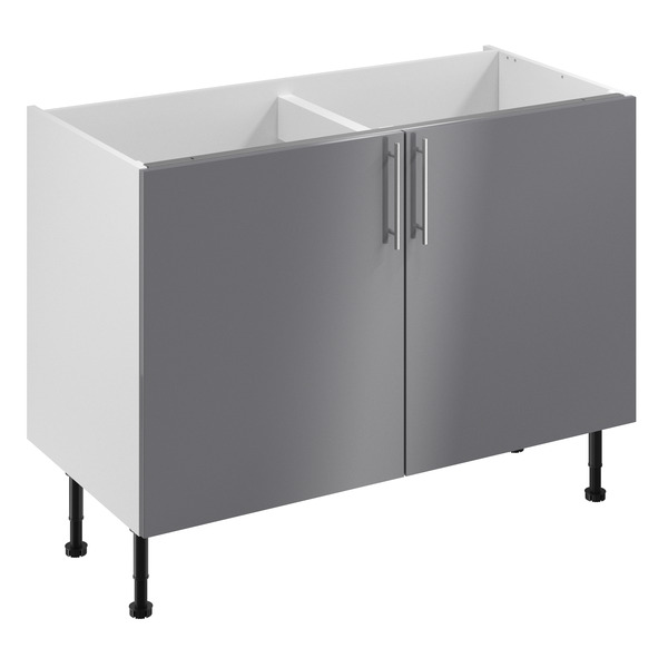 BOM_SUPPRIME_Meuble bas "Dorice" anthracite brillant l.120 x h.72 x p.57 cm 2 portes - Brico Dépôt