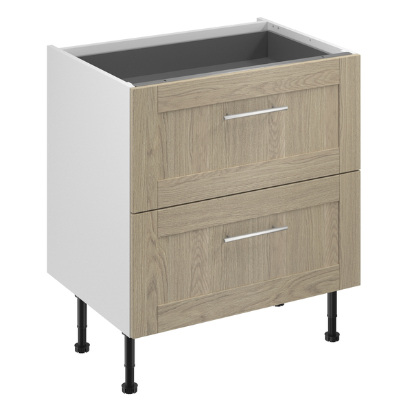 Meuble bas "Coline" imitation chêne clair l.80 x h.72 x p.57 cm 2 casseroliers - Brico Dépôt