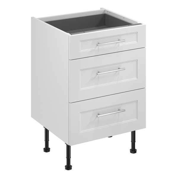 Meuble bas "Florie" blanc mat l.60 x h.72 x p.57 cm 1 tiroir + 2 casseroliers - Brico Dépôt