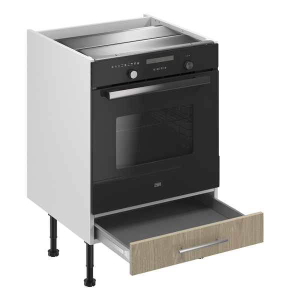 Meuble four de cuisine "Coline" imitation chêne clair l.60 x h.72 x p.57 cm + tiroir bas - Brico Dépôt