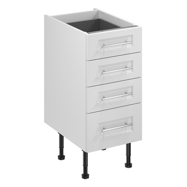 Meuble bas "Florie" blanc mat l.40 x h.72 x p.57 cm 3 tiroirs + 1 casserolier - Brico Dépôt