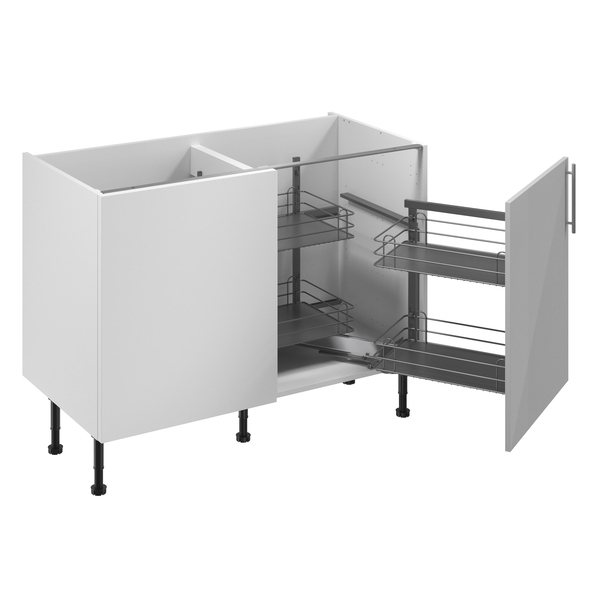 Meuble d'angle bas "Adèle" gris mat l.120 x h.72 x p.57 cm 1 porte + rangement panier droit - Brico Dépôt