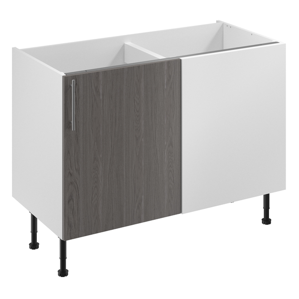 Meuble d'angle bas "Chia" imitation chêne gris l.120 x h.72 x p.57 cm 1 porte - Brico Dépôt