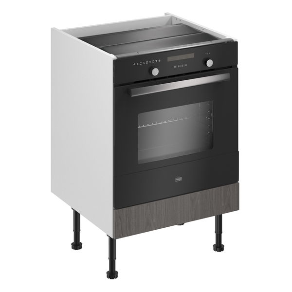 Meuble four "Basilie" imitation chêne gris l.60 x h.72 x p.57 cm + bandeau four - Brico Dépôt