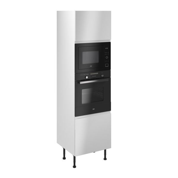 Colonne four + micro-ondes "Glorian" blanc brillant l.60 x h.201 x p.57 cm + 2 portes - Brico Dépôt