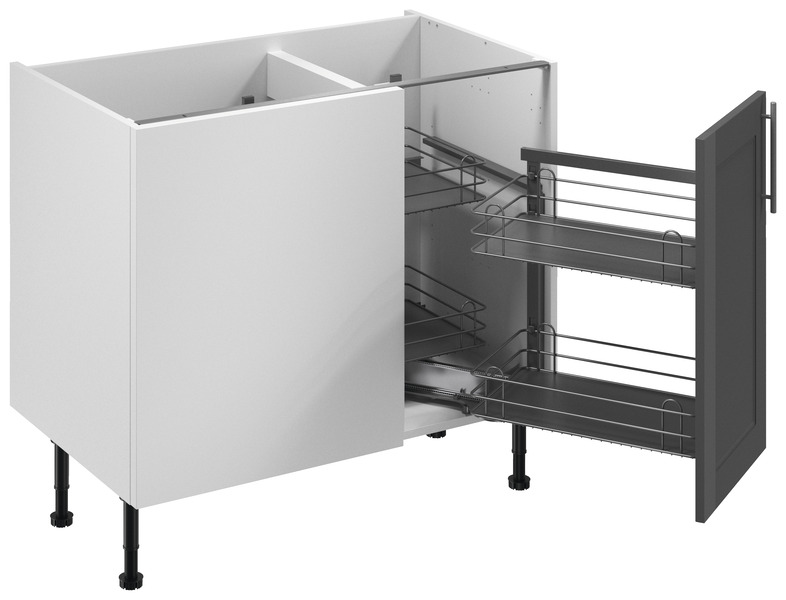 Meuble d'angle bas "Florie" anthracite mat l.100 x h.72 x p.57 cm 1 porte + rangement panier droit - Brico Dépôt