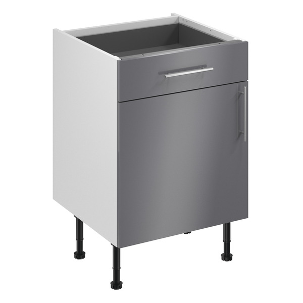 Meuble bas de cuisine "Dorice" anthracite mat l.60 x h.72 x p.57 cm 1 porte + 1 tiroir - Brico Dépôt