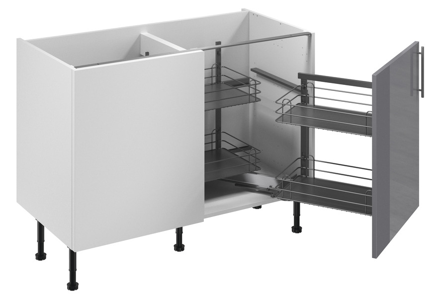 Meuble d'angle bas "Dorice" anthracite mat l.120 x h.72 x p.57 cm 1 porte + rangement panier droit - Brico Dépôt