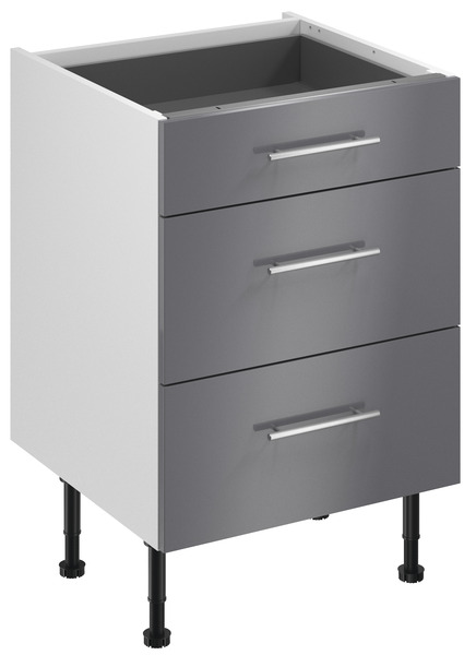 Meuble bas de cuisine "Dorice" anthracite mat l.60 x h.72 x p.57 cm 1 tiroir + 2 casseroliers - Brico Dépôt