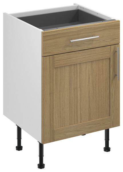 Meuble bas "Ilona" imitation chêne massif l.60 x h.72 x p.57 cm 1 porte + 1 tiroir - Brico Dépôt