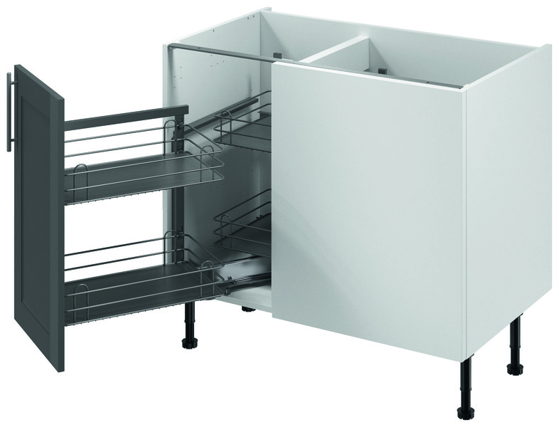 Meuble d'angle bas "Florie" anthracite mat l.100 x h.72 x p.57 cm 1 porte + rangement panier gauche - Brico Dépôt