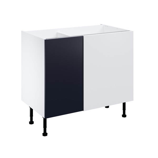 Meuble d'angle bas "Dorice" bleu mat l.100 x h.72 x p.57 cm 1 porte + rangement panier gauche - Brico Dépôt