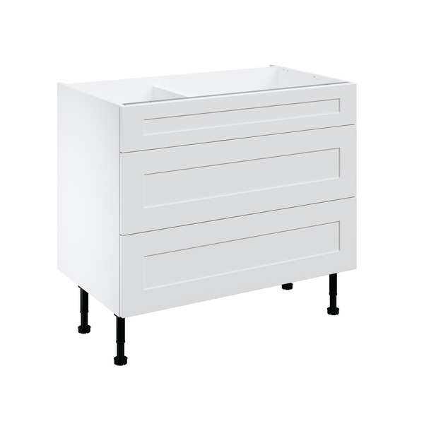 Meuble bas "Florie" blanc mat  l.100 x h.72 x p.57 cm 1 tiroir + 2 casseroliers - Brico Dépôt