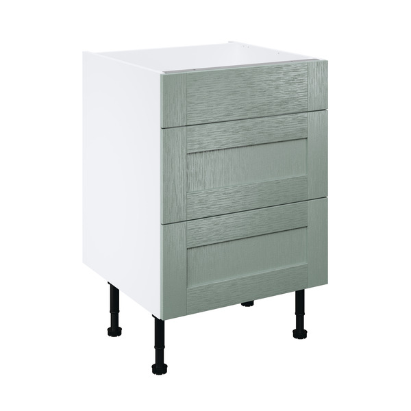 Meuble bas "Coline" vert sauge l.60 x h.72 x p.57 cm 1 tiroir + 2 casseroliers - Brico Dépôt