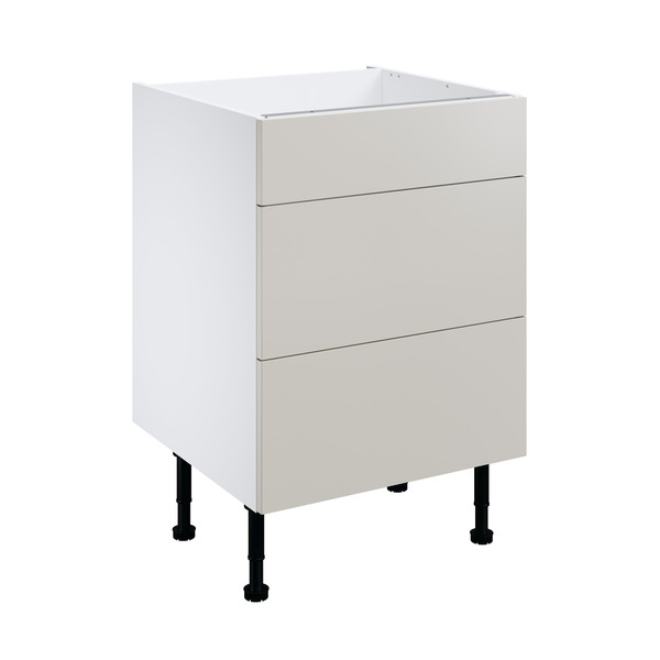 Meuble bas "Dorice" beige mat l.60 x h.72 x p.57 cm 1 tiroir + 2 casseroliers - Brico Dépôt