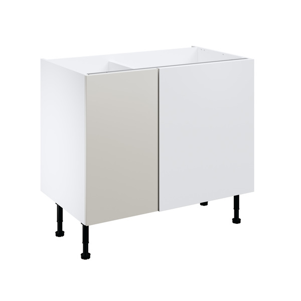 Meuble d'angle bas "Dorice" beige mat l.100 x h.72 x p.57 cm 1 porte + rangement panier gauche - Brico Dépôt