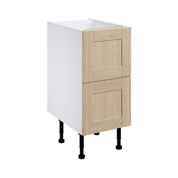 Meuble bas de cuisine "Coline" chêne clair l.40 x h.72 x p.57 cm 2 casseroliers + 1 tiroir intérieur haut - Brico Dépôt