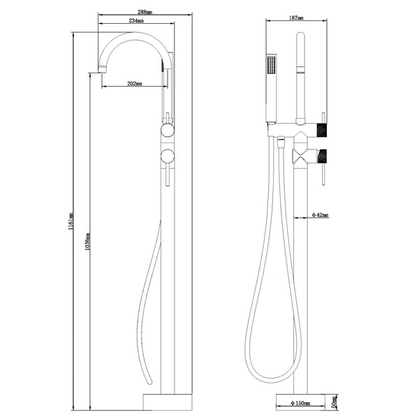 Baignoire semi-ilot "Belline" L. 170 cm + mitigeur baignoire ilot chrome "Livie" - Brico Dépôt