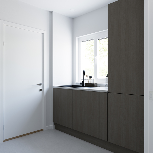 Meuble bas "Basilie" imitation chêne gris l.40 x h.72 x p.57 cm 2 casseroliers + 2 tiroirs intérieurs - Brico Dépôt