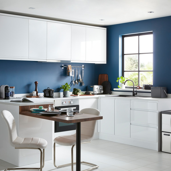 Meuble bas de cuisine "Glorian" blanc brillant l.40 x h.72 x p.57 cm 2 casseroliers + 2 tiroirs intérieurs - Brico Dépôt