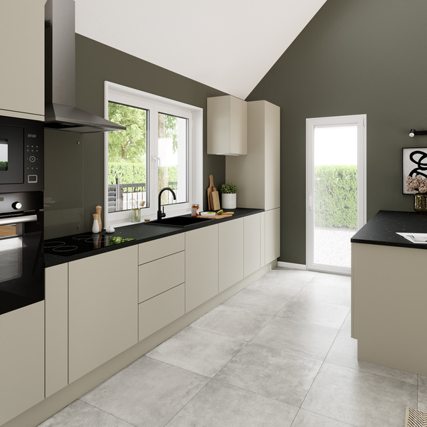 Meuble bas de cuisine "Dorice" beige mat l.40 x h.72 x p.57 cm 2 casseroliers + 1 tiroir intérieur haut - Brico Dépôt