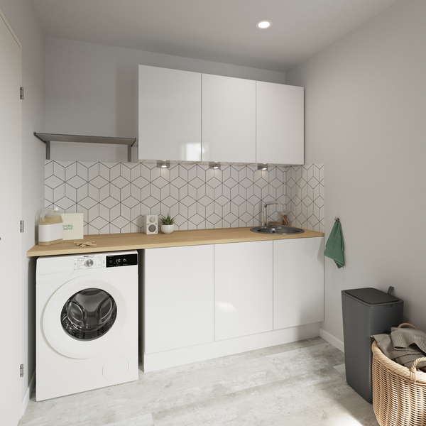 Meuble bas de cuisine "Dorice" blanc brillant l.40 x h.72 x p.57 cm 2 casseroliers + 2 tiroirs intérieurs - Brico Dépôt