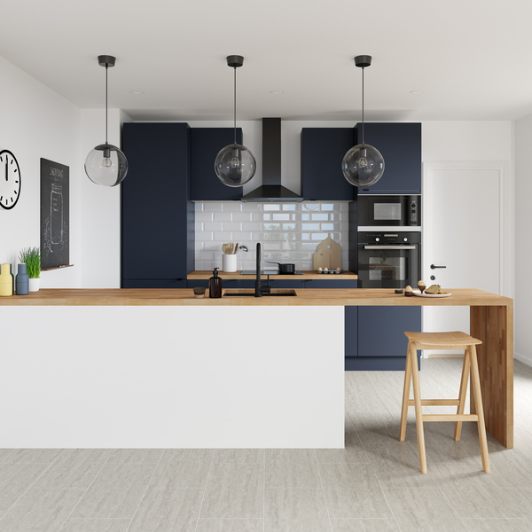 Meuble haut "Dorice" bleu mat l.80 x h.72 x p.32 cm 2 portes - Brico Dépôt