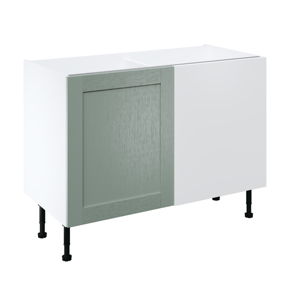 Meuble d'angle bas "Coline" vert sauge l.120 x h.72 x p.57 cm 1 porte + rangement Space gauche - Brico Dépôt