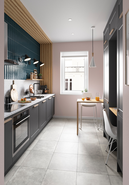 Colonne four + micro-ondes "Florie"anthracite mat l.60 x h.201 x p.57 cm + 1 porte + 1 porte avec casserolier et tiroir intérieur - Brico Dépôt