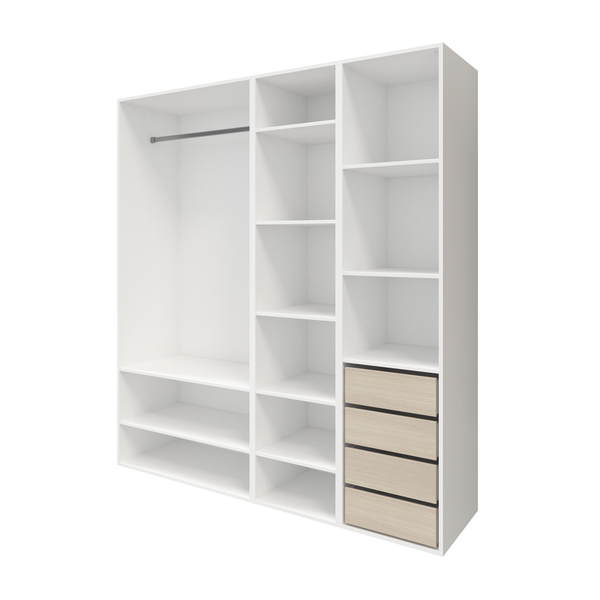 Dressing Homny décor blanc/imitation chêne clair H.187,5 x L.200 x P.58 cm - Brico Dépôt