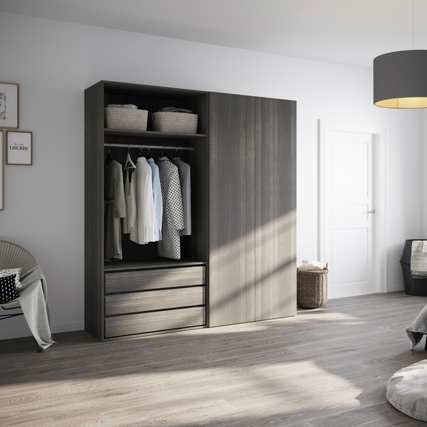 Dressing Homny décor imitation chêne grisé avec portes H.225 x L.200 x P.58 cm - Brico Dépôt