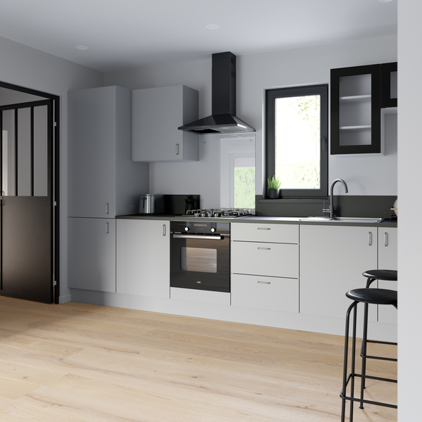 Meuble d'angle bas "Adèle" gris mat l.120 x h.72 x p.57 cm 1 porte + rangement Space gauche - Brico Dépôt