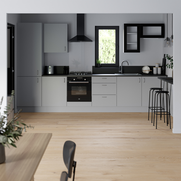 Meuble d'angle bas "Adèle" gris mat l.120 x h.72 x p.57 cm 1 porte + rangement Space gauche - Brico Dépôt