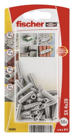Boite 50 chevilles à expansion 4 mm - Fischer - Brico Dépôt