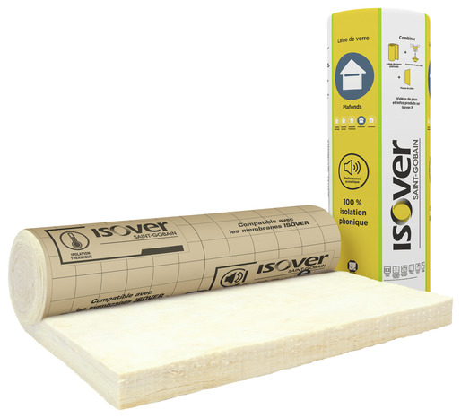 Laine de verre 100mm Comble perdu 40 R:2,5 - 8m x 1,2m - Rouleau kraft - Isover - Brico Dépôt