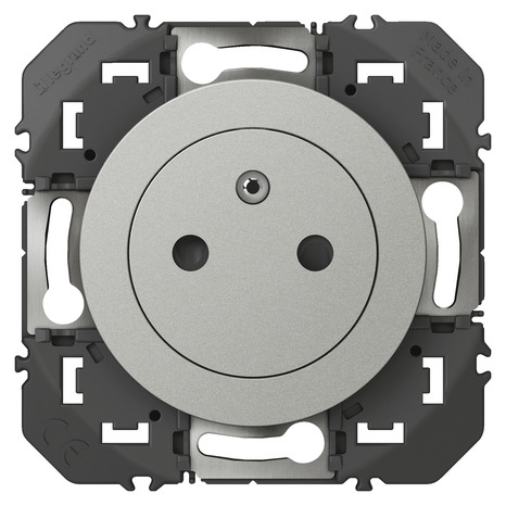 Prise 2 pôles + terre affleurante "Dooxie" aluminium - Legrand - Brico Dépôt