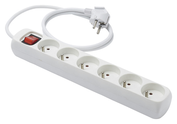 Bloc multiprise 6 prises + Interrupteur 1 m NF - Brico Dépôt