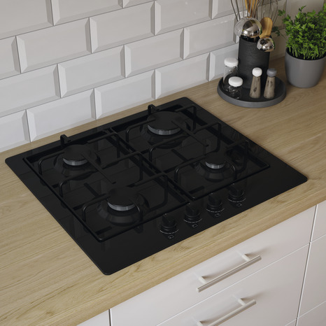 Plaque de cuisson gaz à 4 zones - L. 56 x P. 49 cm - Brico Dépôt