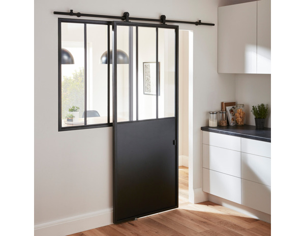 Système coulissant en applique en acier noir - Brico Dépôt