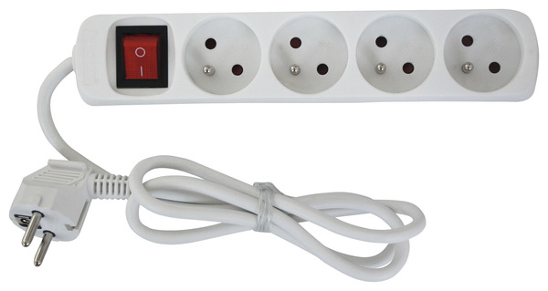 Bloc multiprise 4 prises 1 m + Interrupteur NF - Brico Dépôt