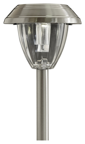 Lot de 4 balises solaires argentées - Marque BLOOMA - Brico Dépôt