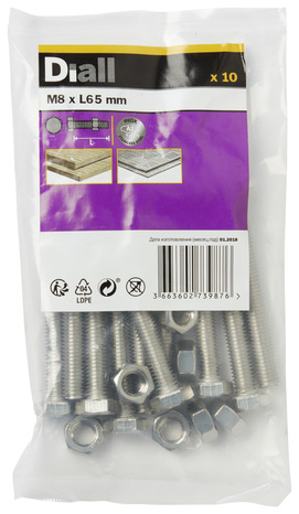 Boulons tête hexa inox 8 x 65 mm - Diall - Brico Dépôt